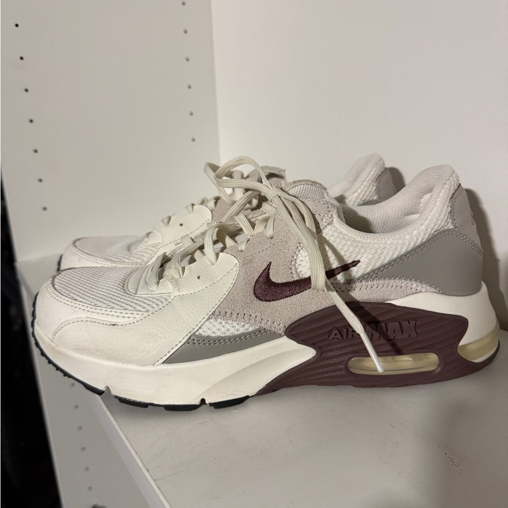 Nike Air Max White and Maroon Sneakers
